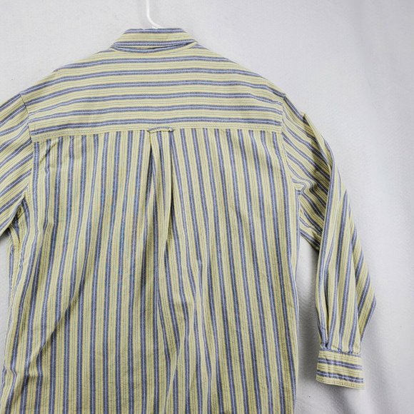 Chaps Shirt Men's Long Sleeve Flannel Button Up Striped Yellow Large - Picture 12 of 12